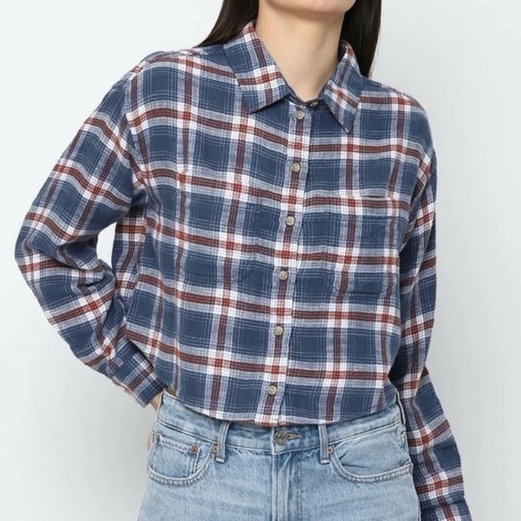 American Eagle Flannel Button Down Shirt 100% Cotton - Picture 2 of 6